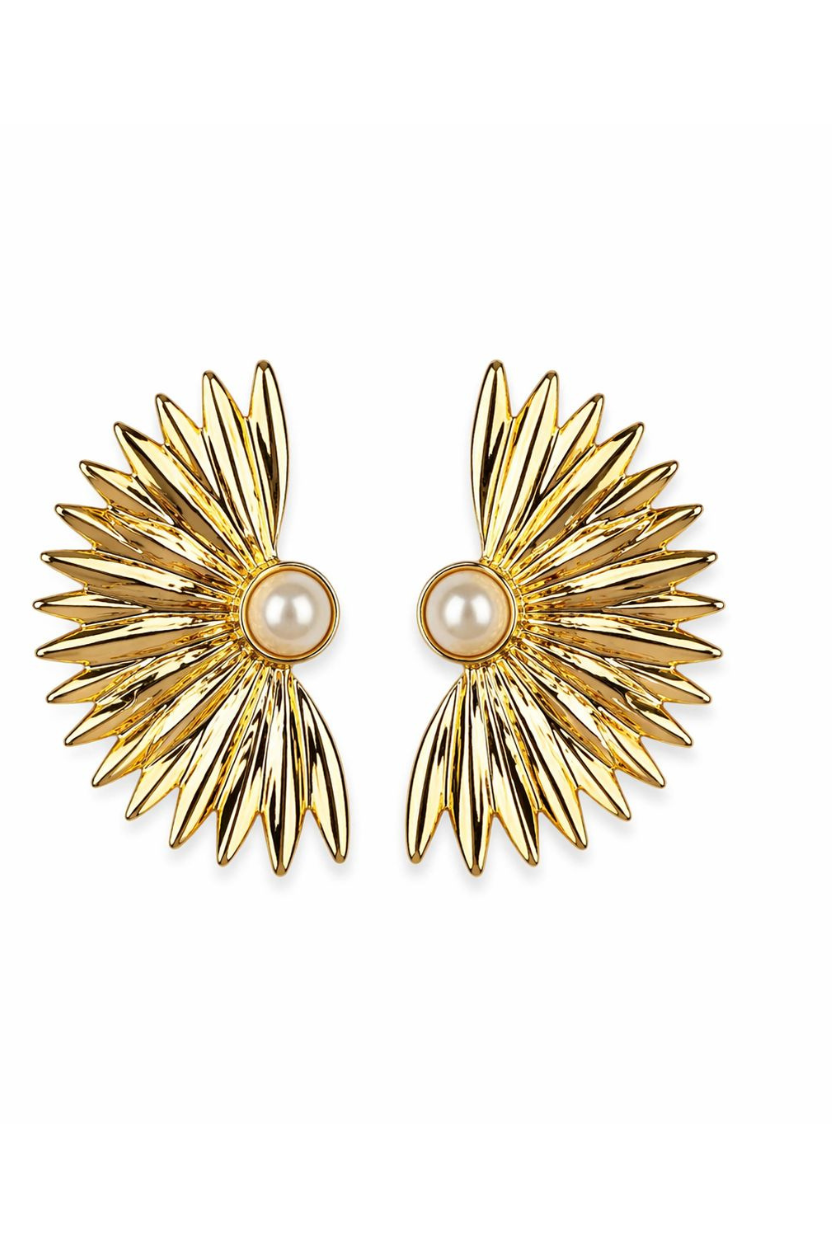 Pendientes MedioSol con Perla