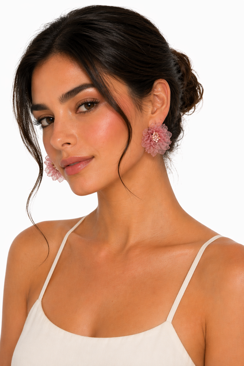 Pendientes Rosas de Tela