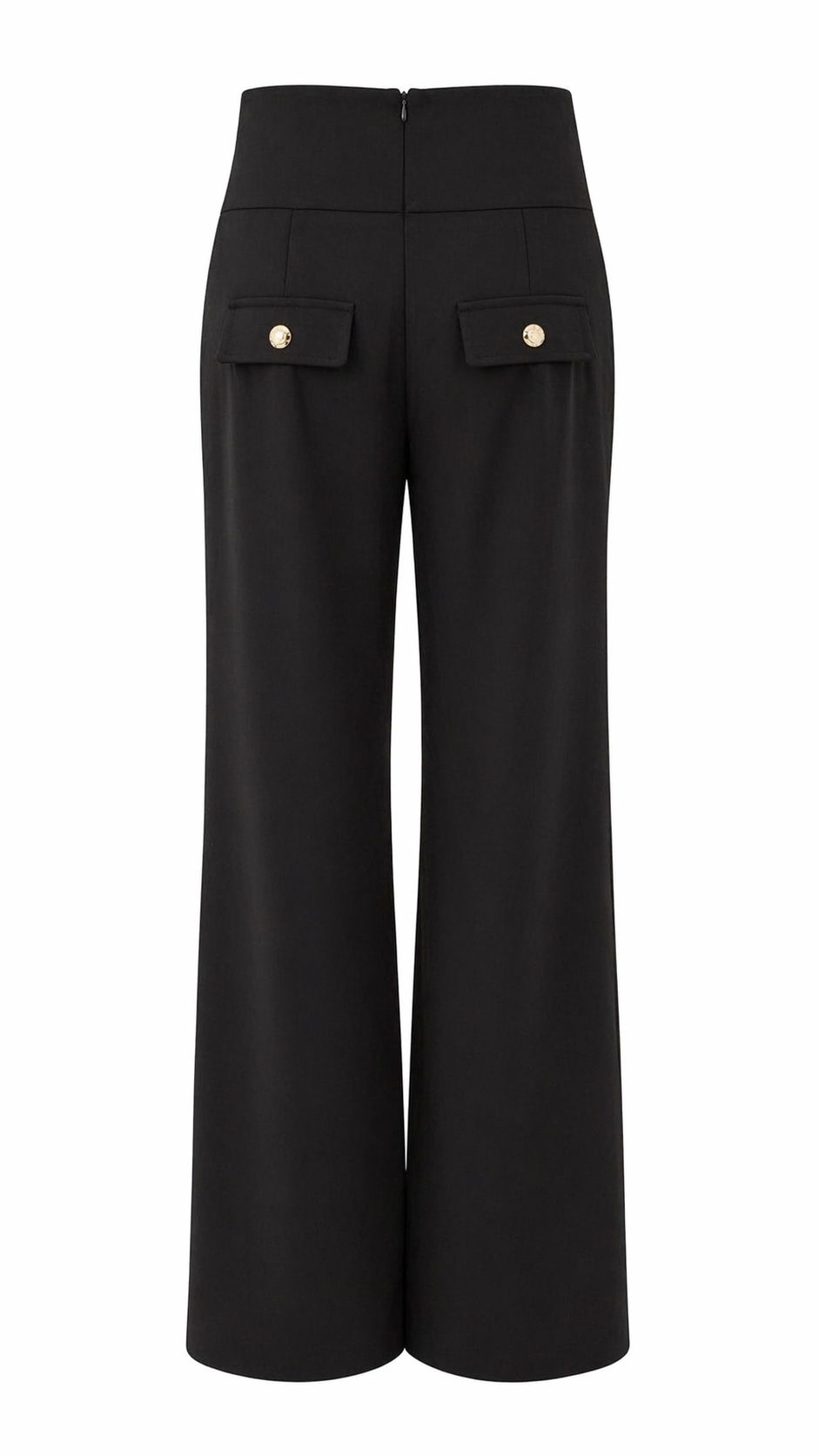 Pantalón Palazzo Negro con Botones Dorados
