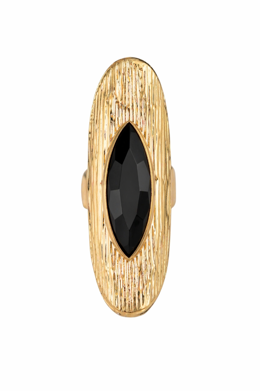 Anillo Ajustable con Piedra Negra