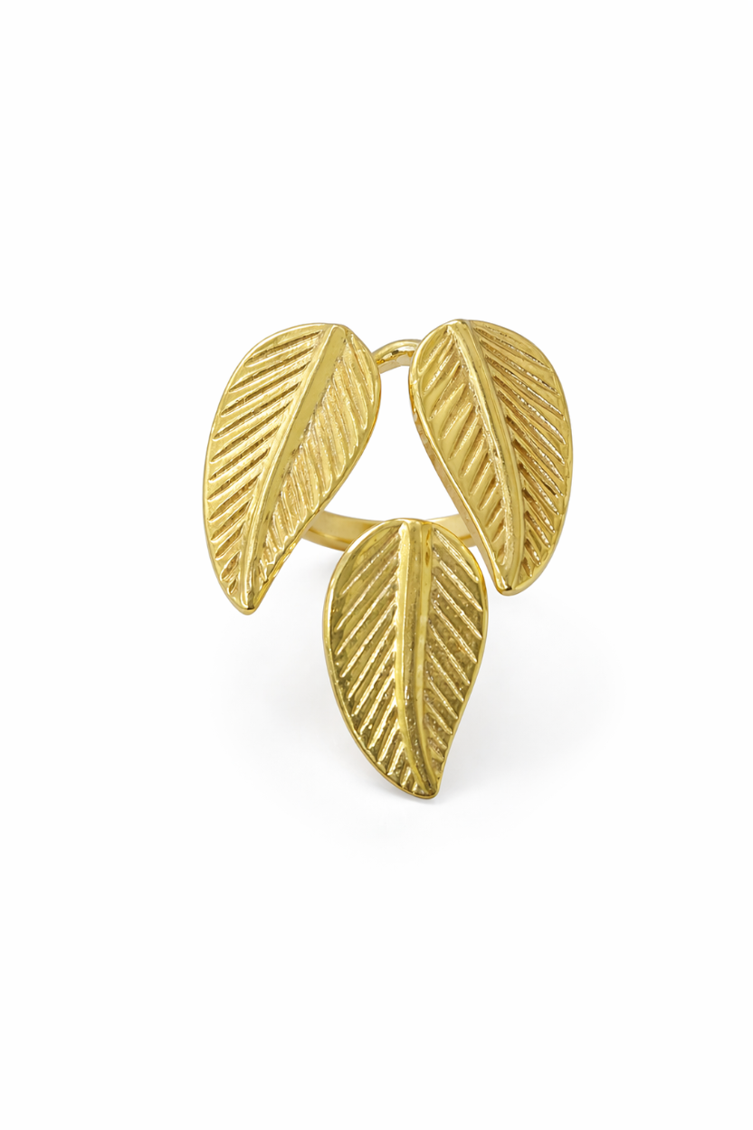 Anillo Hojas Doradas Ajustable