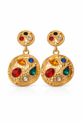 Pendientes Dorados con Piedras de Colores Elegantes