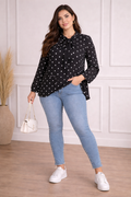 Blusa Negra con Lunares y Lazo en el cuello