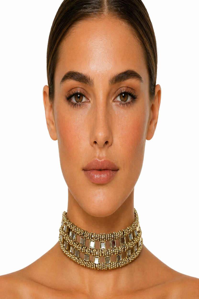 Chocker Cristalitos Dorado Viejo