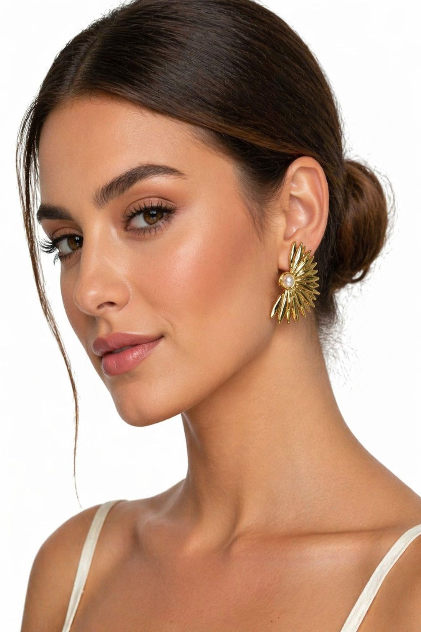 Pendientes MedioSol con Perla