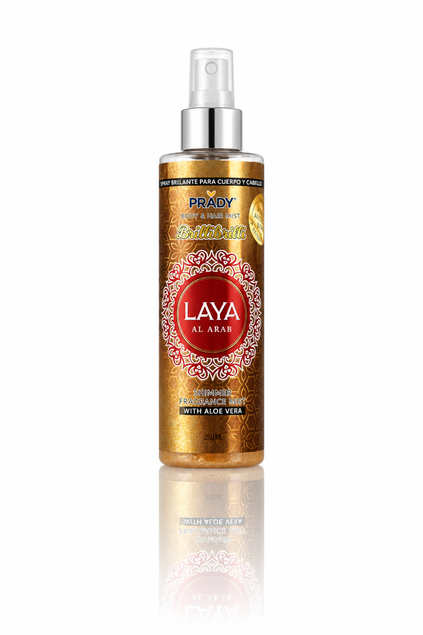 Spray Brilli Brilli Laya ✨ – Glow Dorado + Aroma Inspirado en Princesas de Arabia (Cuerpo y Cabello)