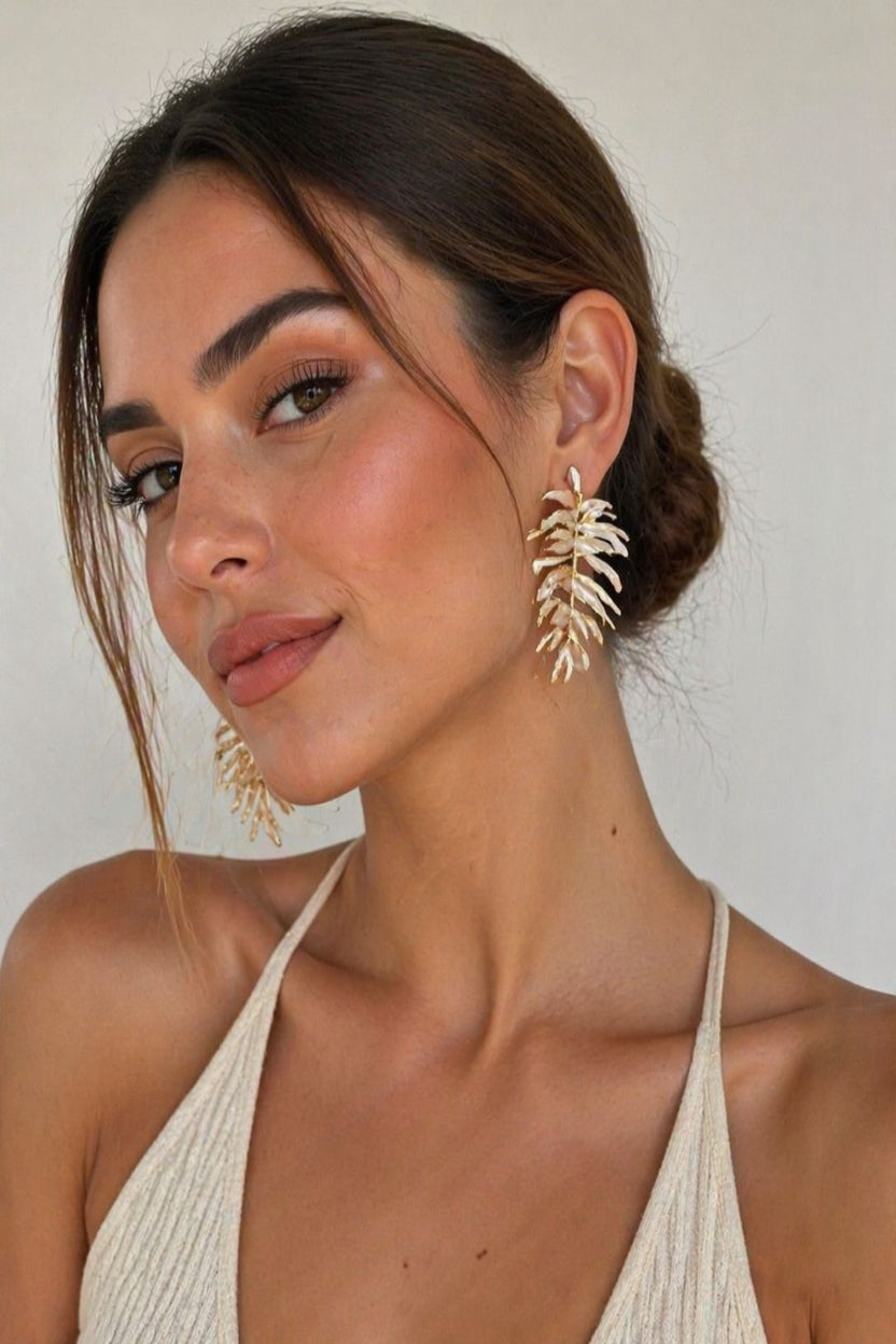 Pendientes Hoja Tropical Nacarados