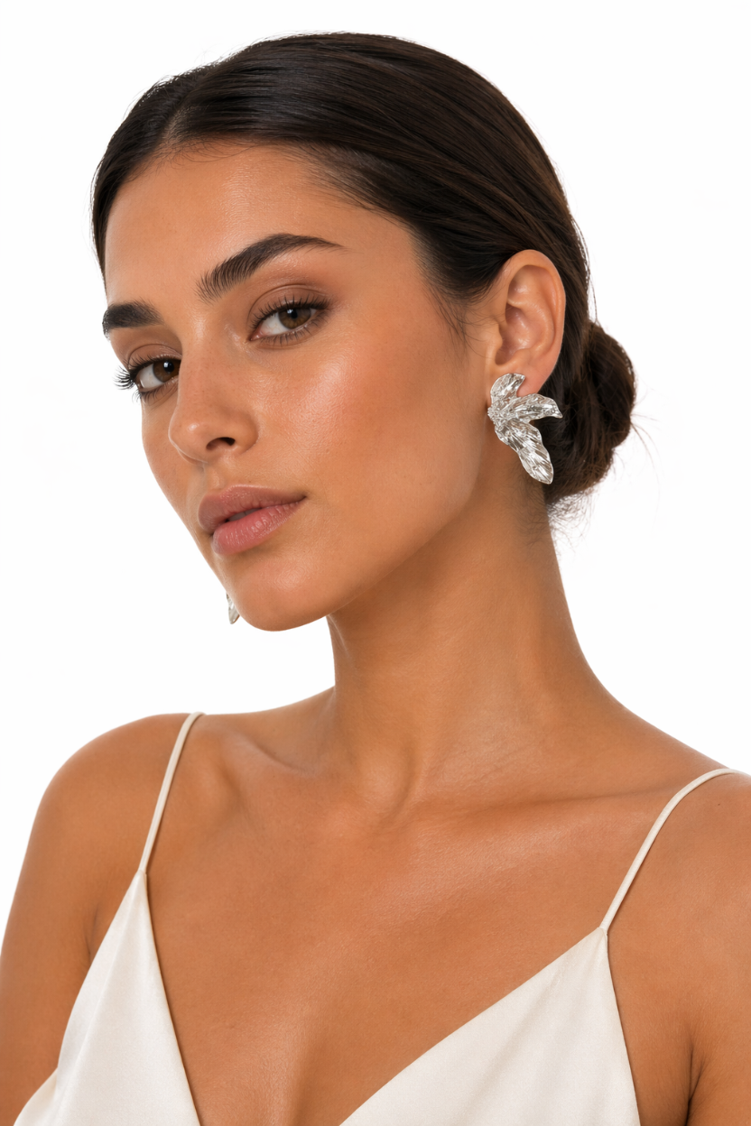 Pendientes Plateados Flor
