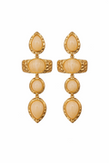 Pendientes Largos con Piedras Beige
