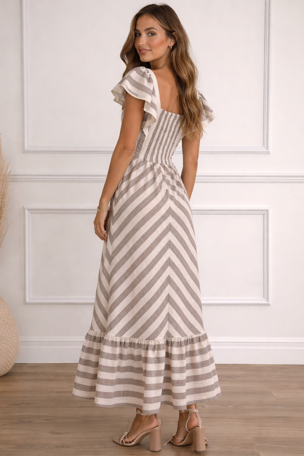 Vestido Largo Tonos Beige